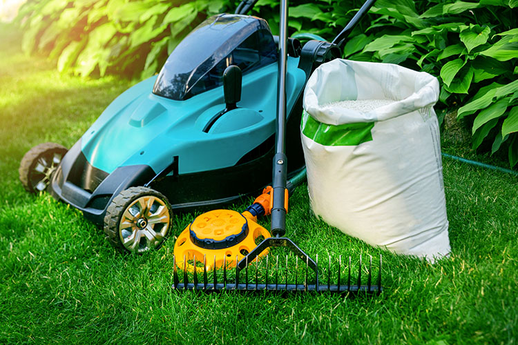 lawn care equipment and trucks